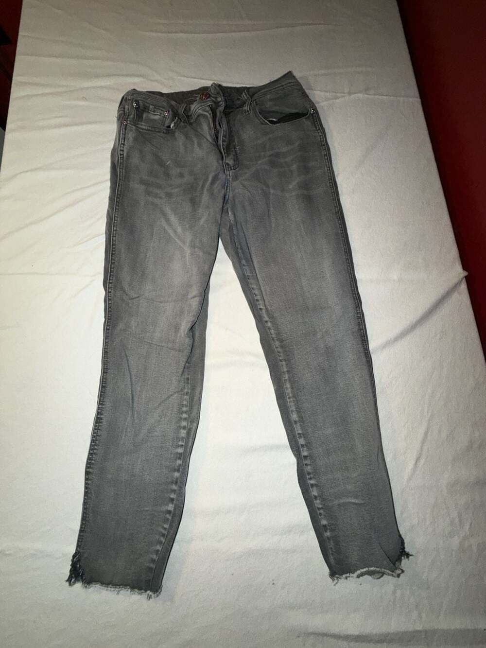 Seven Jeans Womens Gray Skinny Jeans Size 10 Raw Hem Denim